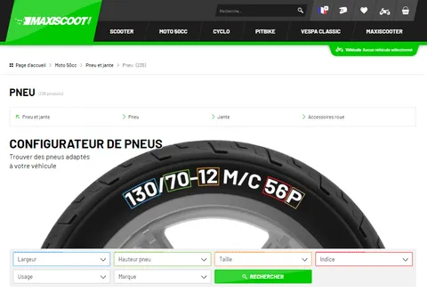 Trouvez votre pneu en quelques clics grâce au configurateur Maxiscoot !