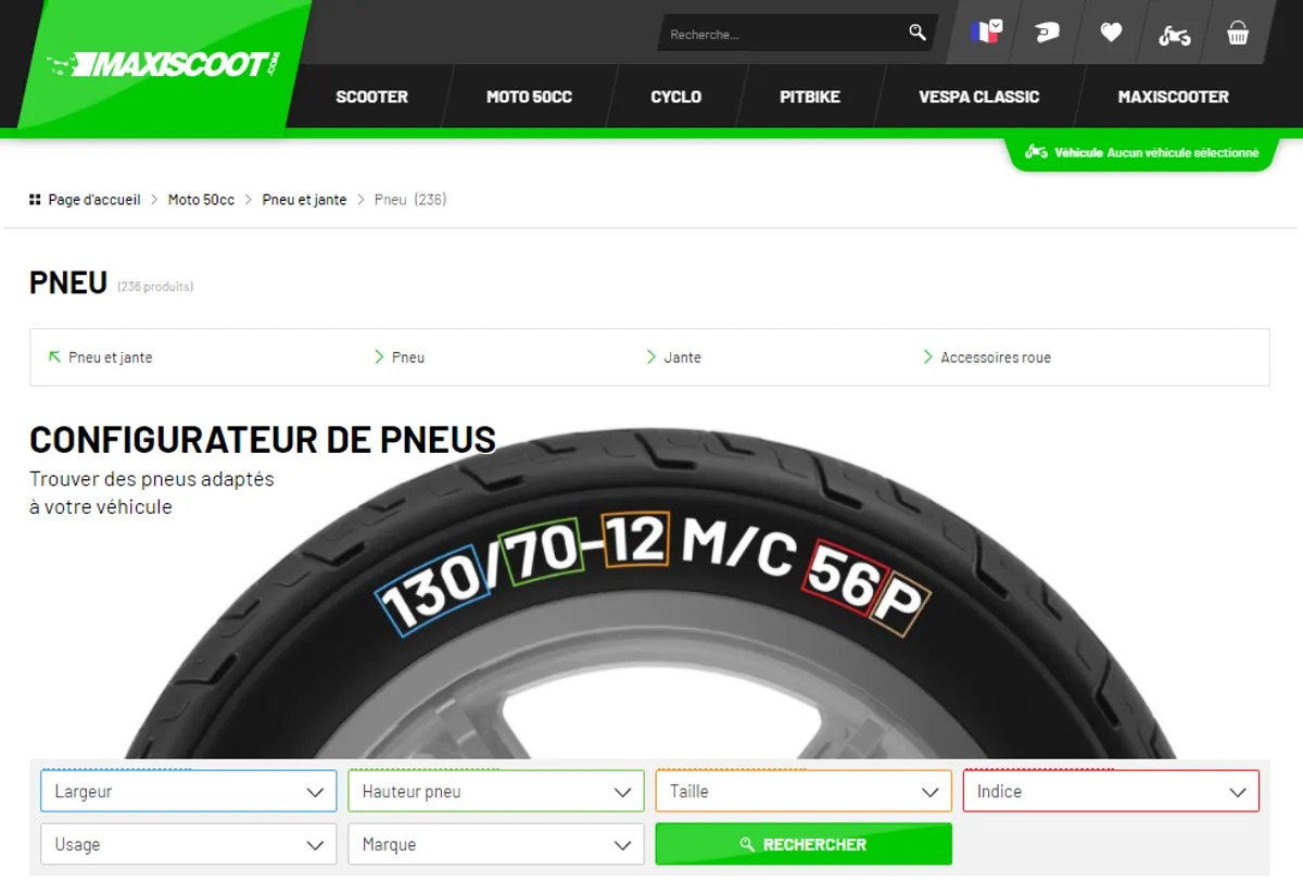 Trouvez votre pneu en quelques clics grâce au configurateur Maxiscoot !
